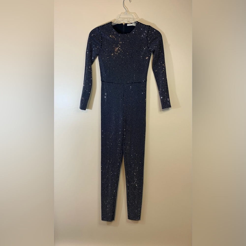 Alice + Olivia black Freddie beaded long sleeve catsuit jumpsuit. Size 2 - Picture 2 of 14
